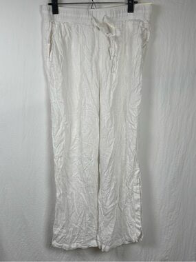 C&C California women’s Large White Drawstring Linen-Blend pants